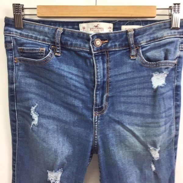 ◆お洒落な逸品◆Hollister/ホリスター ジーンズ スキニー　デニム パンツ ダメージ ストレッチ コットン ブルー 9 レディース K121 ｃ3554_画像2