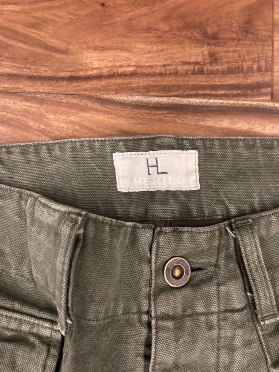 HERILL ヘリル ダック カーゴパンツ カーキ オリーブ Duck Cargo Pants ですぐ届く ヘリル HERILL デニム サイズ3 カーキ カーゴパンツ ワークパンツ/カーゴパンツ