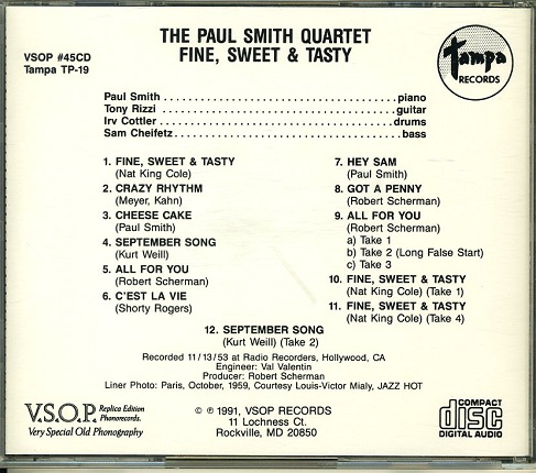 PAUL SMITH QUARTET / FINE, SWEET & TASTY_画像2