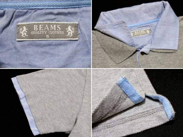 【即決/送込】BEAMS ビームス フェイクレイヤード 半袖 鹿の子 ポロシャツ S グレー プルオーバー 美品 状態良好 送料無料の画像3