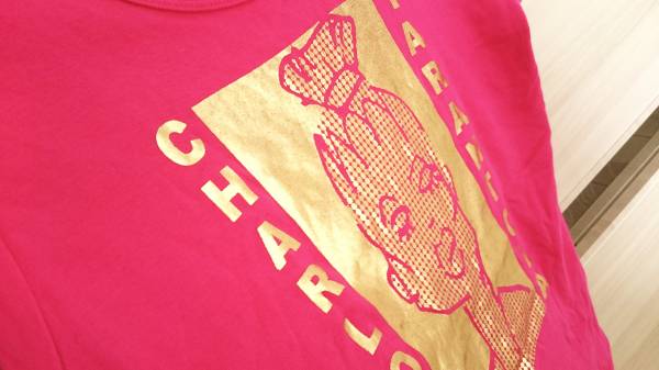 CHARLOTTE TARANTOLA シャーロットタラントラ Tシャツ フューシャピンクゴールド女性イラストプリント可愛い ショップチャンネル