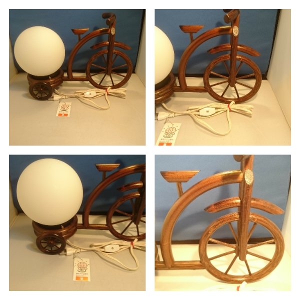* interior * night stand * wooden * bicycle * tricycle * unused * light * objet d'art *G/150