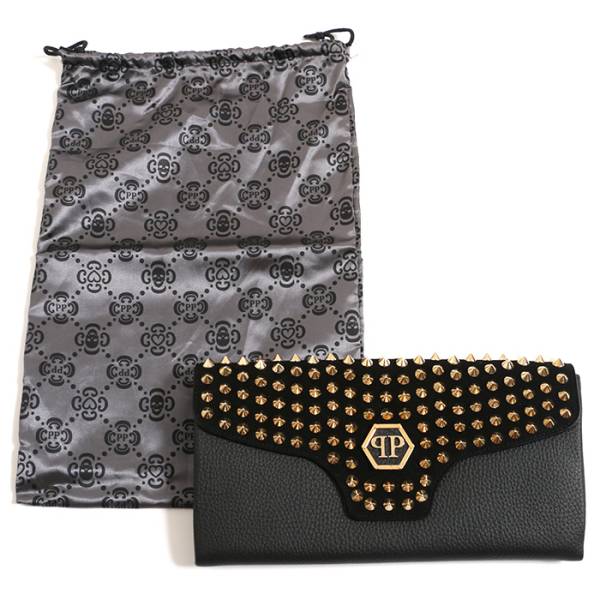 [ new goods unused ] Philip plain clutch bag studs leather original leather Gold black black high class fine quality gorgeous Philipp Plein 717071507g