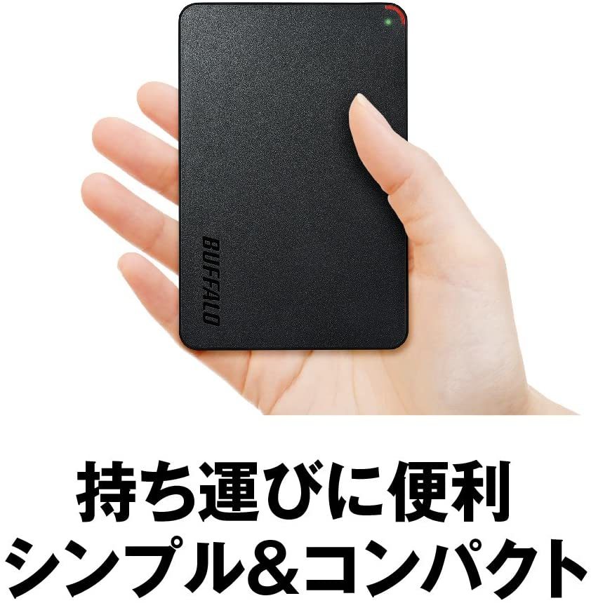 ★送料無料★美品★【BUFFALO　2TB　ポータブル 外付けHDD　ブラック】テレビ録画用＆PC　シンプル&コンパクト USB3.1(Gen1)/USB3.0