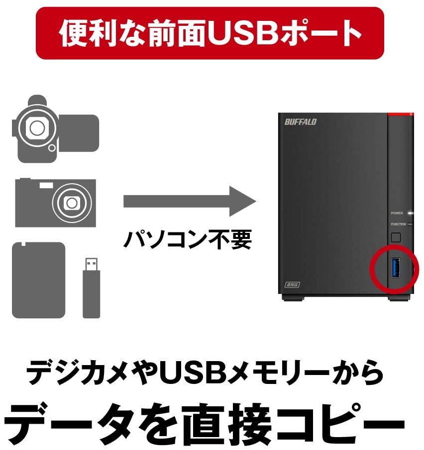 送料無料★美品　BUFFALO　12TB　ネットワークHDD　NAS　LS720D1202【2ベイ/RAID/スマホ/iPhone対応 リンクステーション 2.5GbE搭載モデル