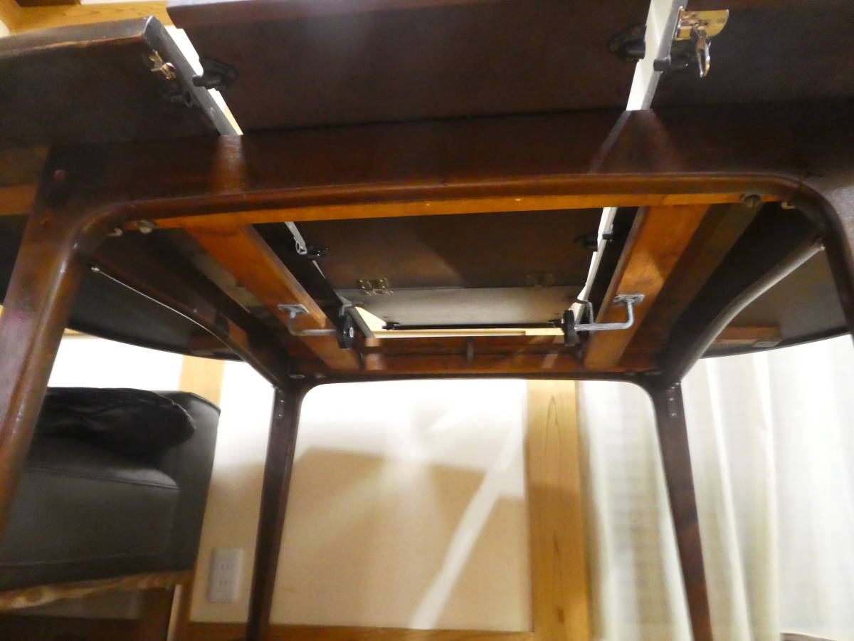 マルニ木工伸縮式ダイニングテーブル　長さ１２０～１６０　高さ７２　天板ウレタン塗装済み　補強済み_画像7