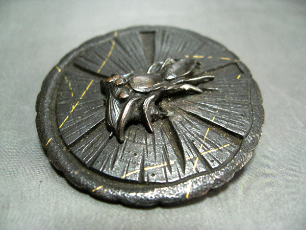 □ 赤銅金象嵌蜘蛛根付 □ 印籠 煙管 喫煙具 財布 ボタン 下げ物 面頬