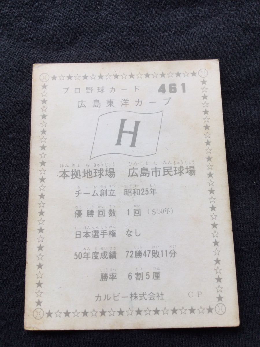 カルビー プロ野球カード 76年 No461 広島東洋カープ 古葉竹識 山本 
