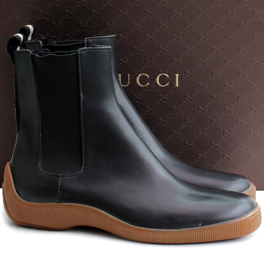 大特価好評】 GUCCI グッチ サイドゴア ブーツ ブラック カーフ 42
