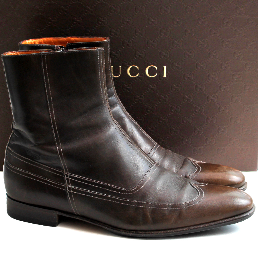 イタリア製☆GUCCI グッチ☆サイドジップブーツ 41.5E＝26.5 ショート