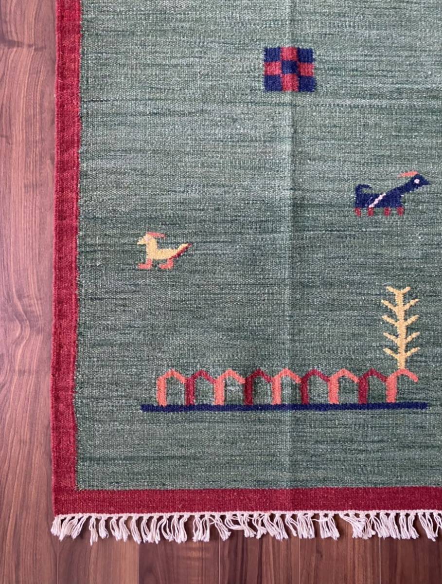 インドキリム ウール 手織り ③158×89cm-