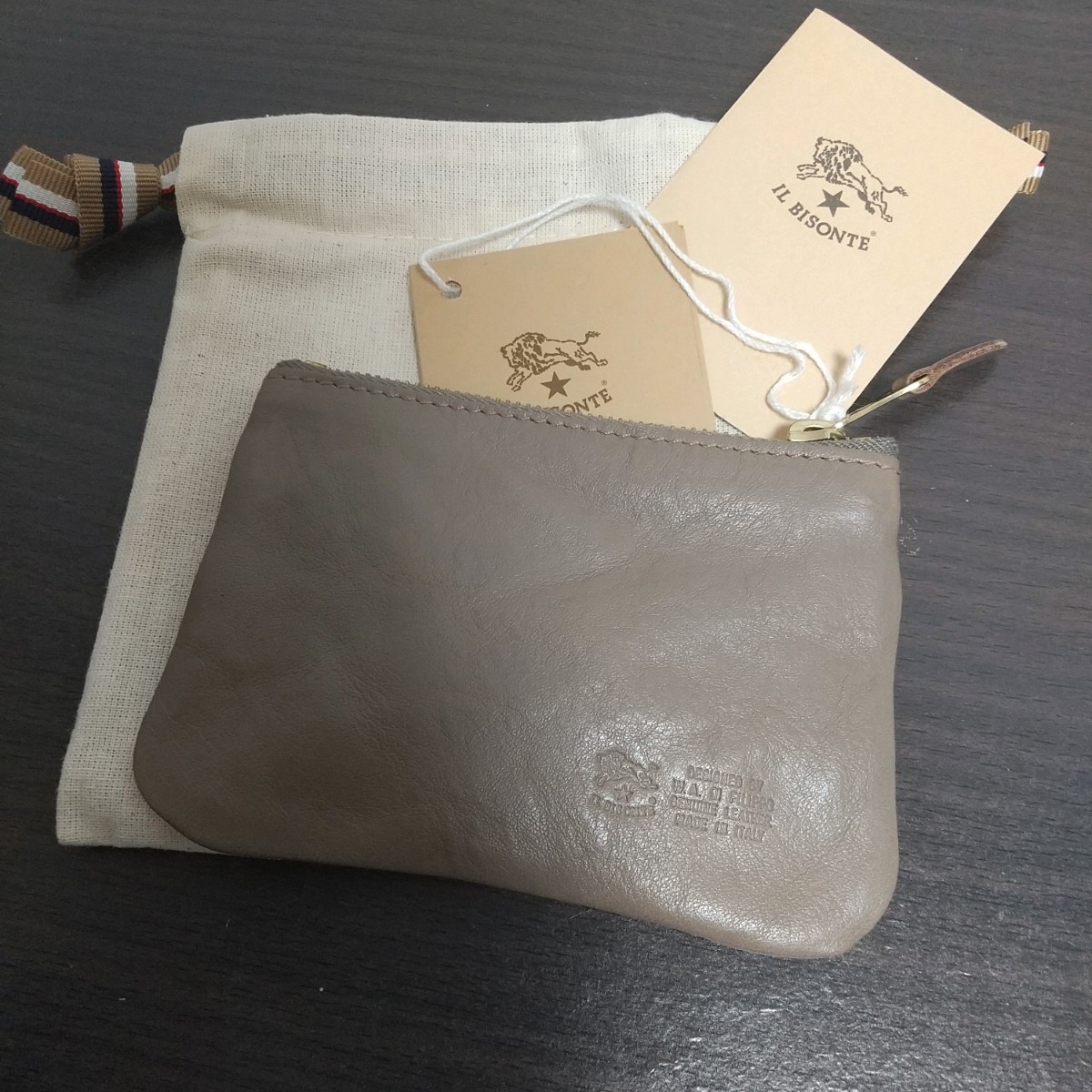 新品 イルビゾンテ 本革 レザー コインケース 小銭入れ 財布 グレー