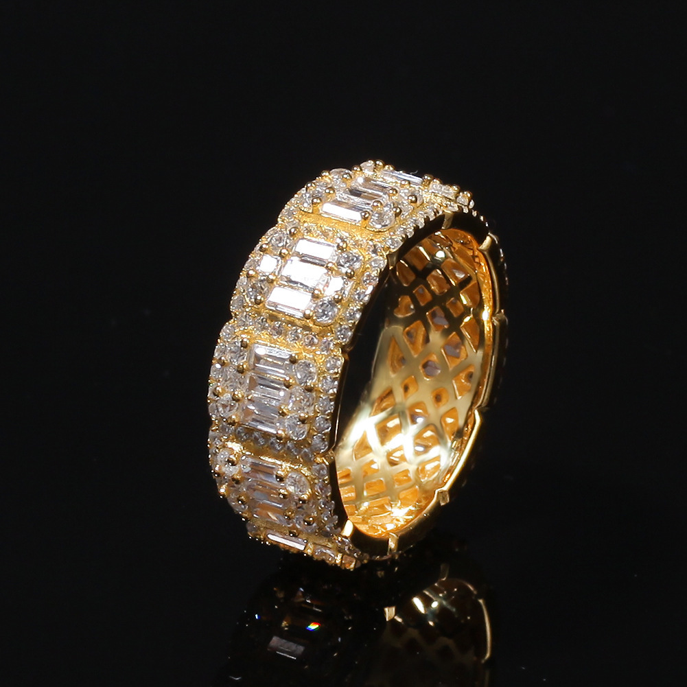 [Красивые товары] 1 иена ~ Новый AAA -Class Jilcon CZ Diamond 18 -киг -кольцо № 10-11 Высококачественное роскошное мужское кольцо золотого золота