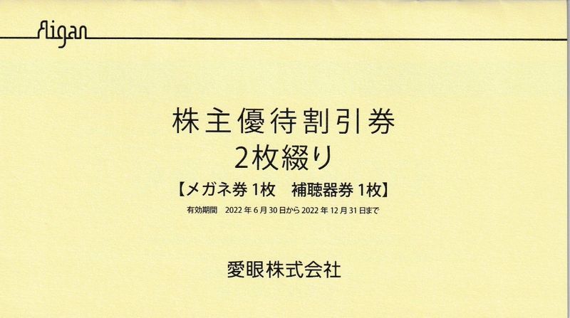 【2022/12/31まで】愛眼 株主優待割引券 2枚セット（メガネ・補聴器）②_画像1