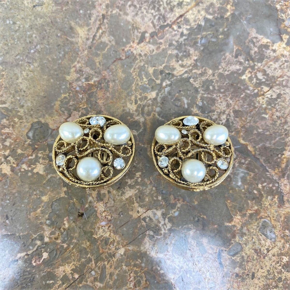 USA VINTAGE PEARL DESIGN EAR CLIPS/アメリカンヴィンテージパールデザインイヤリング