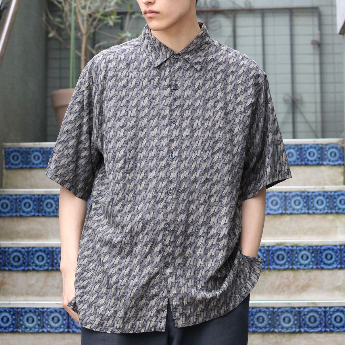 USA VINTAGE HALF SLEEVE PATTERNED ALL OVER SILK SHIRT/アメリカ古着半袖総柄シルクシャツ_画像1