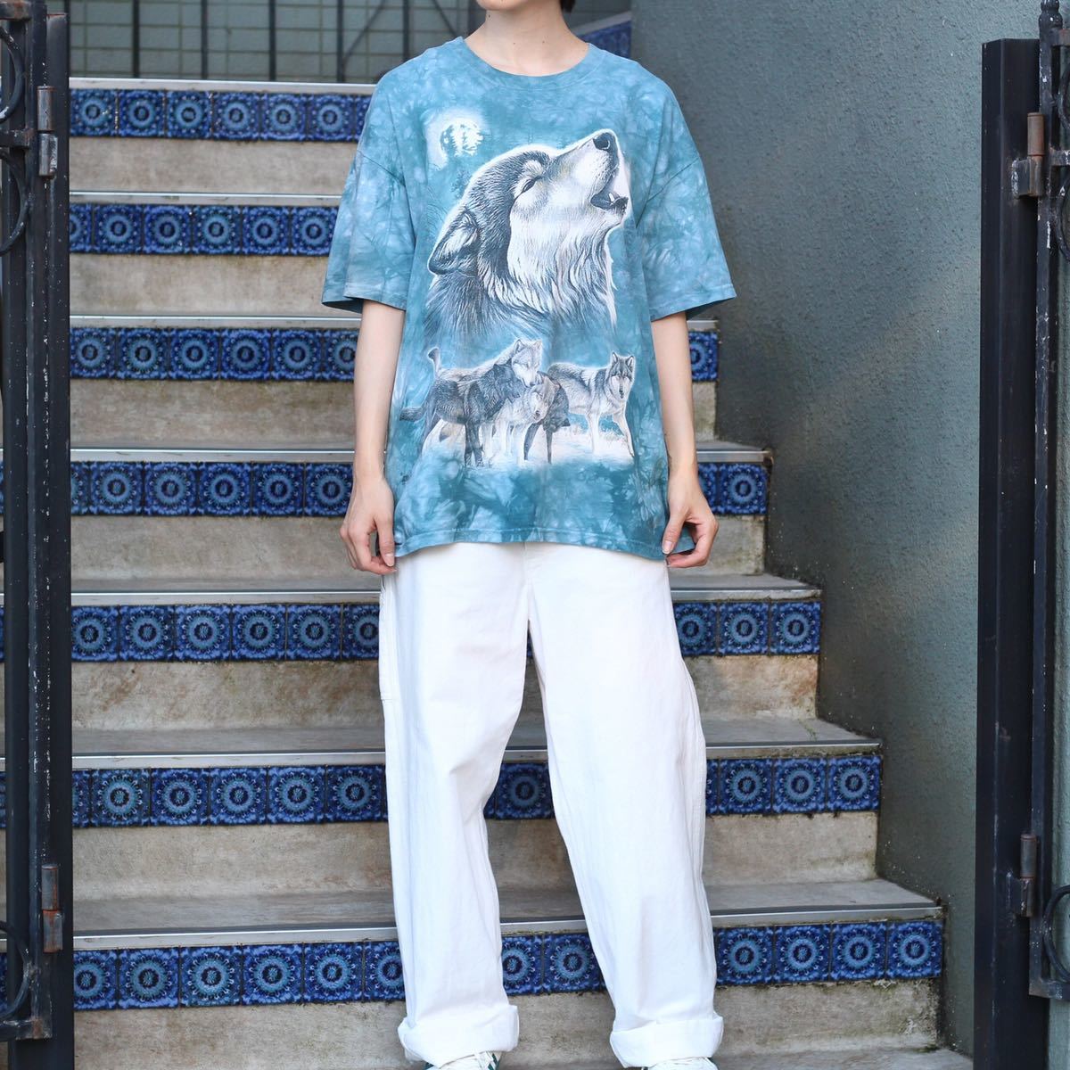 USA VINTAGE WOLF DESIGN TIE DYE T SHIRT/アメリカ古着オオカミデザインタイダイTシャツ