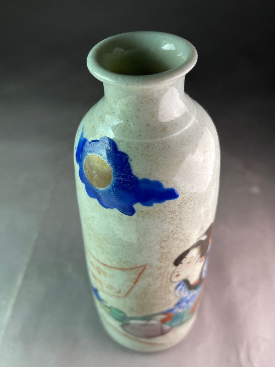 九谷瓶 古美術 古玩 逸品 高さ19.5cm 