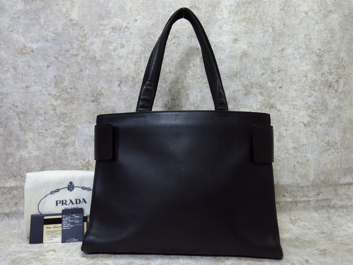 □美品□PRADA プラダ□メンズ□カーフ レザー 本革□トート バッグ