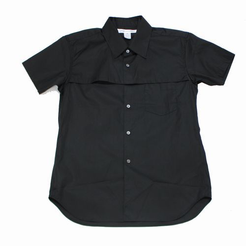 【期間限定！最安値挑戦】 SHIRT COMMEdesGARCONS コムデギャルソンシャツ ブラック XS 半袖レイヤードシャツ 21SS XSサイズ以下