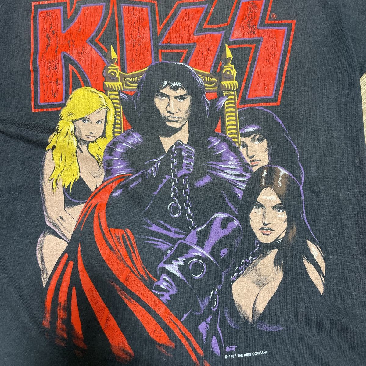  Vintage 1987 Kiss Gene Simmons It*s A Dirty Job Shirtkis блокировка футболка размер L соответствует редкость годы предмет черный чёрный 