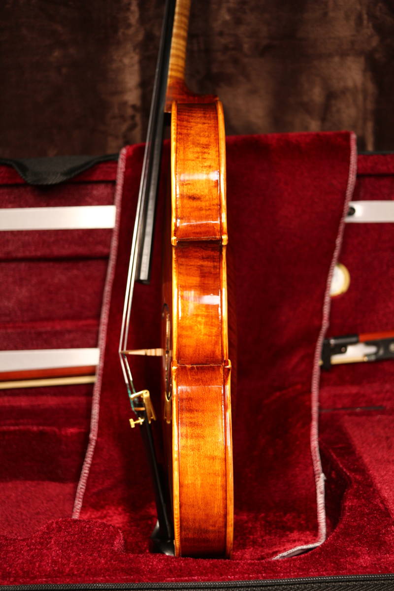 工房製 ハンドメイド バイオリン　4/4 フルサイズ 虎杢 (フレイムメイプル) ワンピースバック セット_画像5