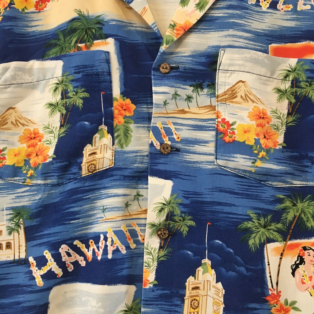  Vintage aloha shirt Ralph Lauren Blue Label Hawaiian total pattern open color . collar rayon 90s unisex 