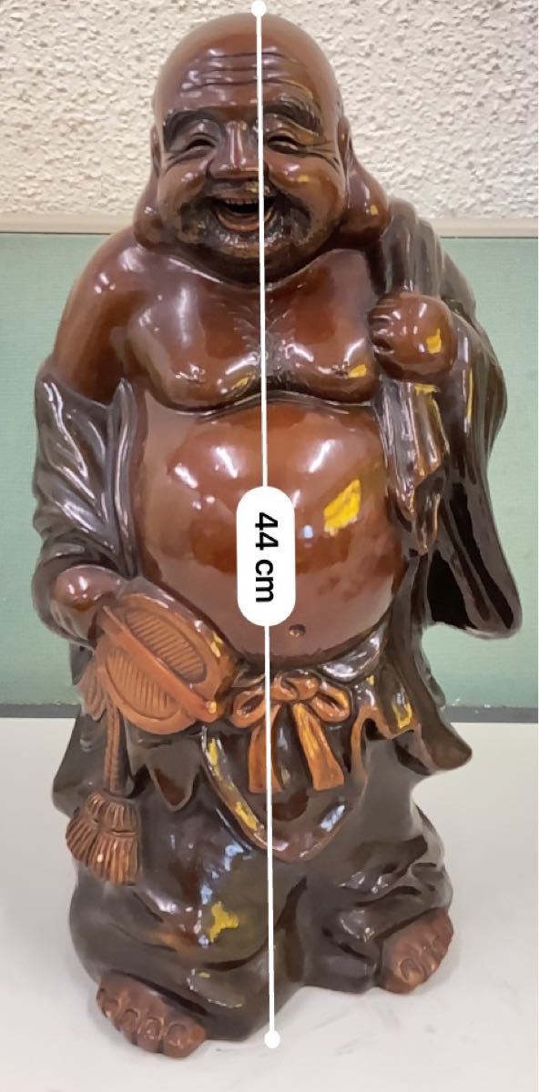 布袋 陶器の置物 高さ43㎝ 2 7kg 扇 七福神 縁起物 風水 商売 布袋 陶器の置物 高さ43㎝ 2 7kg 扇 七福神 縁起物 風水 商売