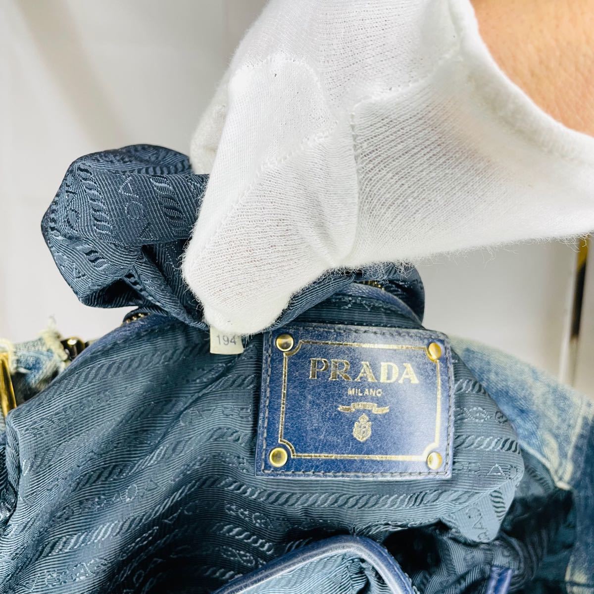 レア 定価15万 PRADA プラダ カナパ トートバッグ ダメージ加工デニム - icaten.gob.mx