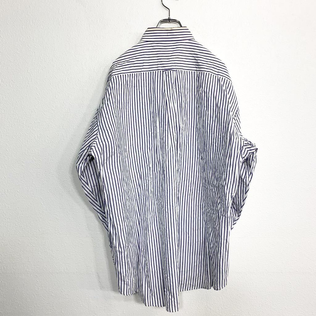 TOMMY HILFIGER stripe shirt L size about Tommy Hilfiger white blue old clothes . America buying up t2109-3068