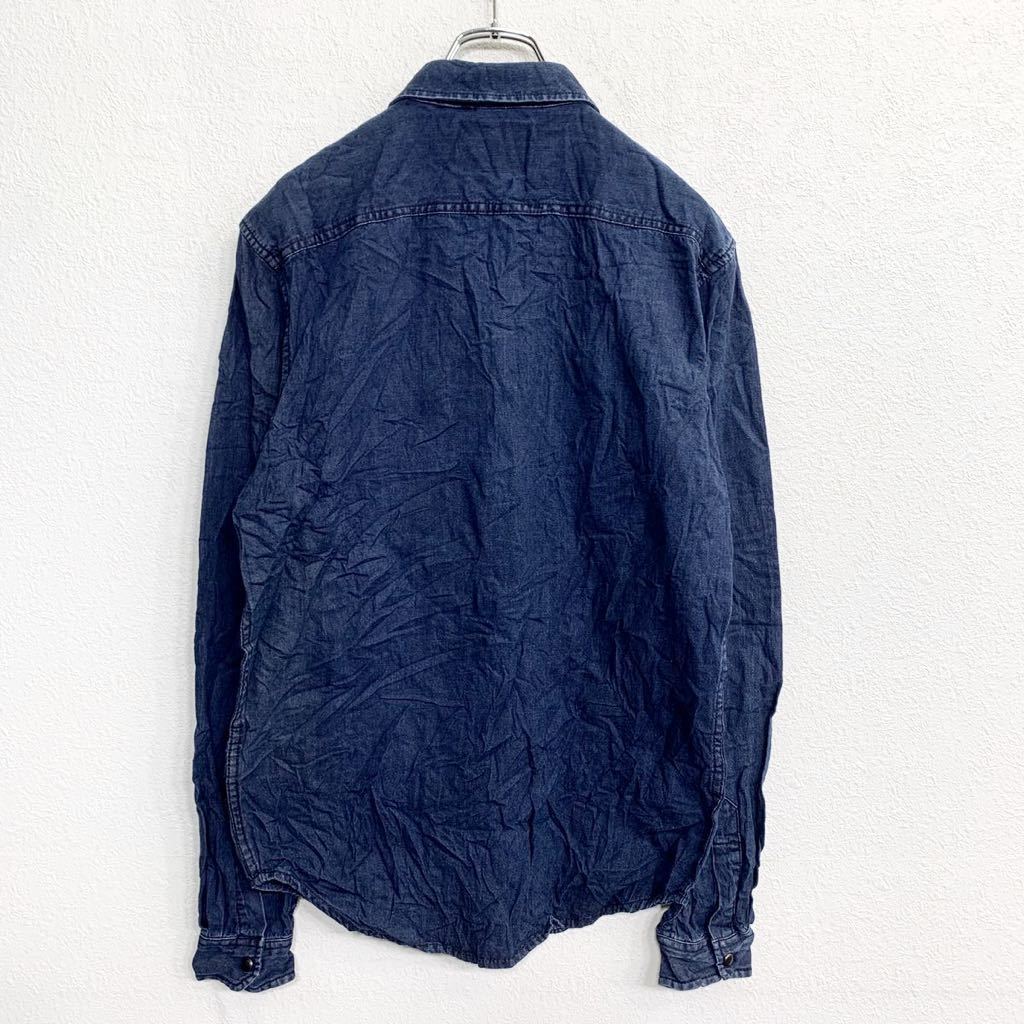 ZARA MAN デニムシャツ Mサイズ ザラ ネイビー スナップボタン スリムフィット 古着卸 アメリカ仕入 t2201-3259_画像5