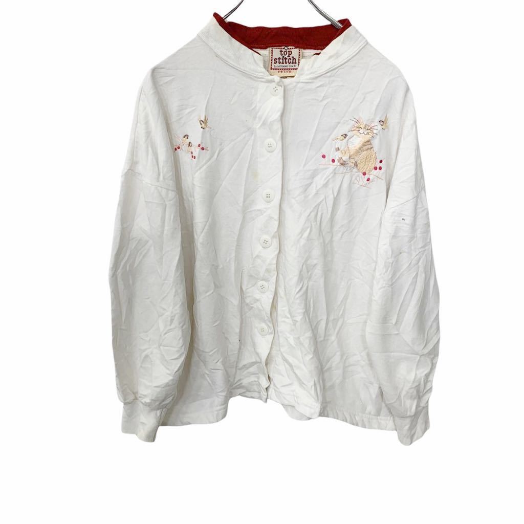 topstitch 刺繍スウェット ジャケット レディース Lサイズ USA製 ホワイト 古着卸 アメリカ仕入 t2201-4505_画像1