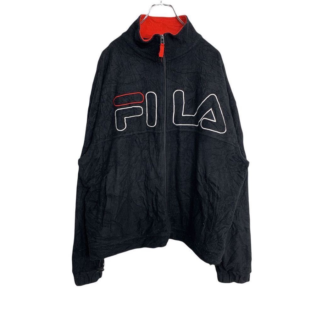 FILA ジップアップ フリースジャケット Mサイズ フィラ ブラック 古着卸 アメリカ仕入 t2112-3587_画像1