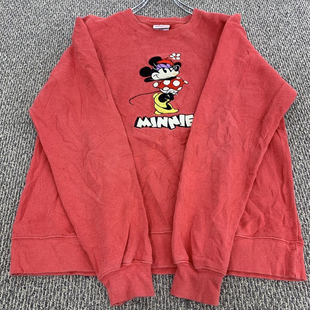 Disney sweat sweatshirt lady's XS scarlet Disney minnie Cara retro old clothes . America buying up t2111-4788