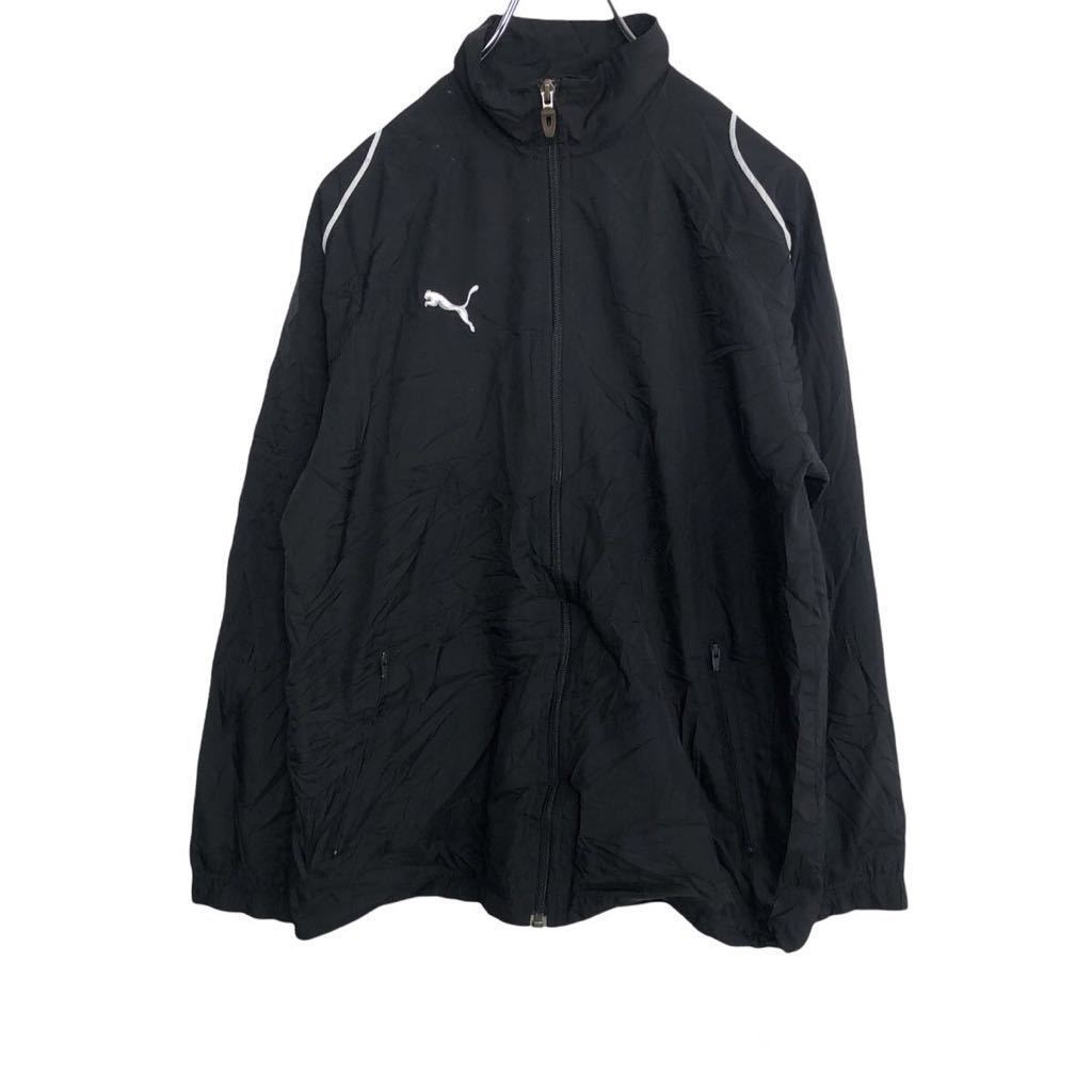 PUMA ナイロンジャージ キッズ XL ブラック プーマ ジップアップ ロゴ スポーツ 裏メッシュ 古着卸 アメリカ仕入 t2110-4039_画像1