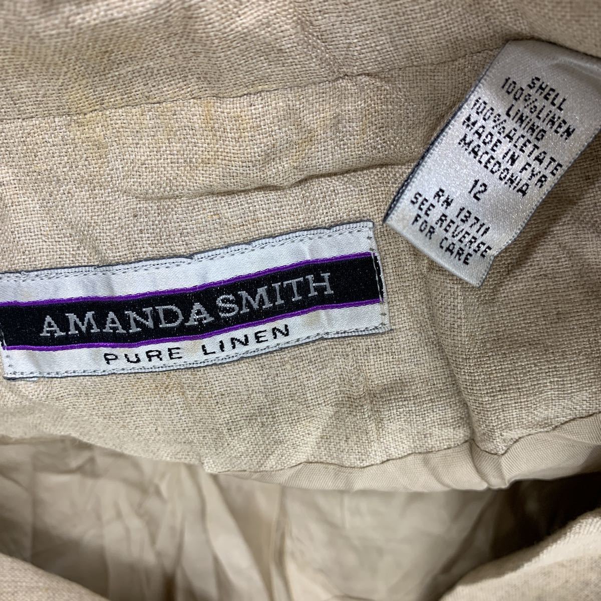 AMANDA SMITH 半袖テーラードジャケット レディース M~Lサイズ程度 ベージュ 古着卸 アメリカ仕入 t2205-3074_画像8