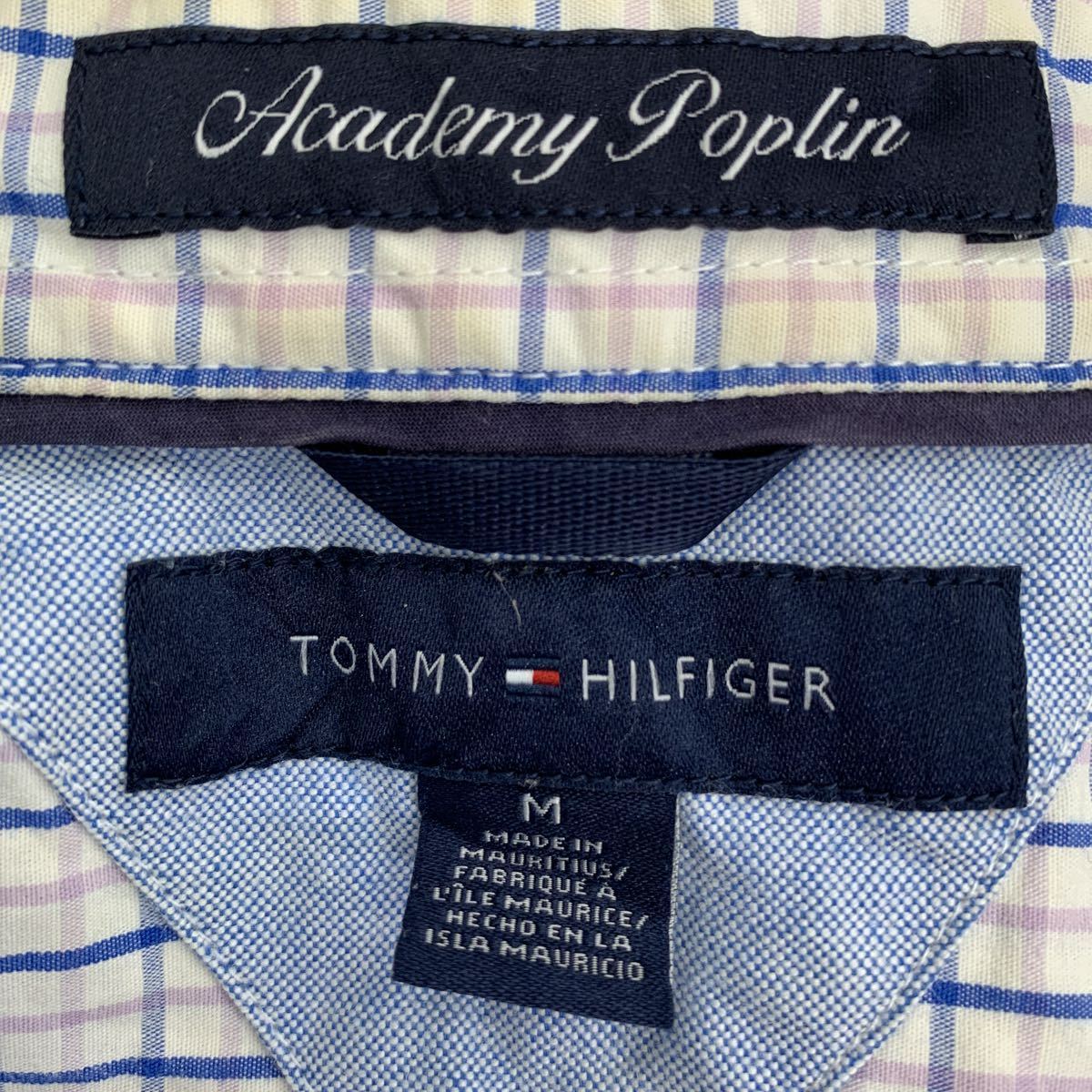 TOMMY HILFIGER 長袖 チェックシャツ Mサイズ トミーヒルフィガー ホワイト ブルー 古着卸 アメリカ仕入 t2203-3526_画像9