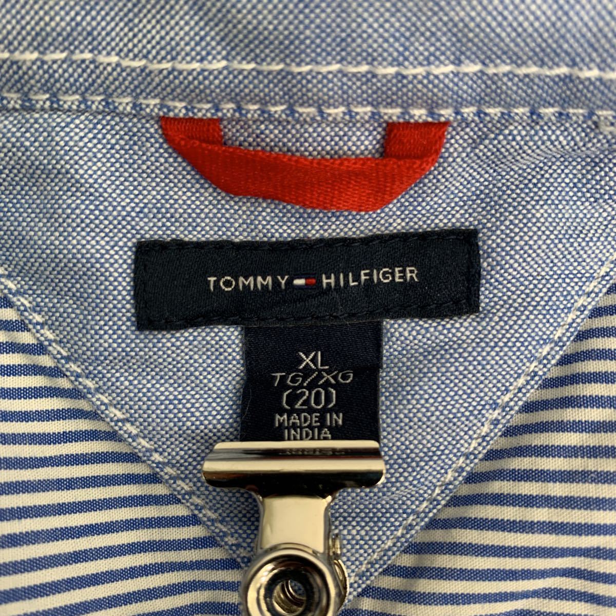 TOMMY HILFIGER 長袖 ストライプシャツ XLサイズ トミーヒルフィガー キッズ 150～160サイズ ブルー 古着卸 アメリカ仕入 t2203-3595_画像8