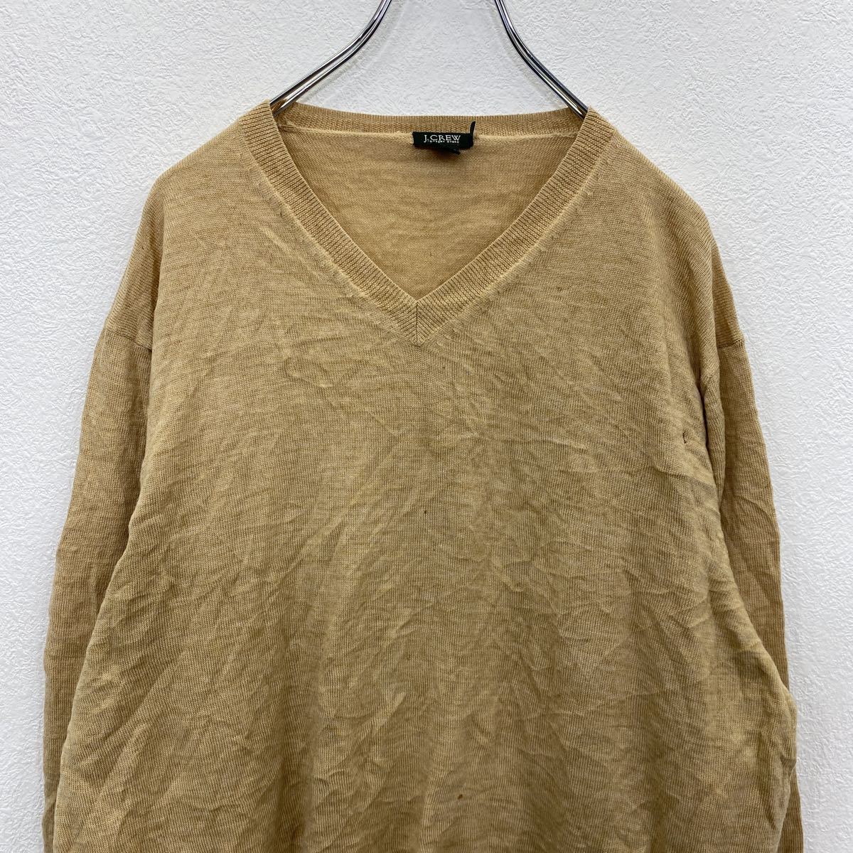 J.CREW Vネックニット XL ベージュ J.クルー 無地 シンプル ニットセーター 薄手 古着卸 アメリカ仕入 t2202-4171_画像2