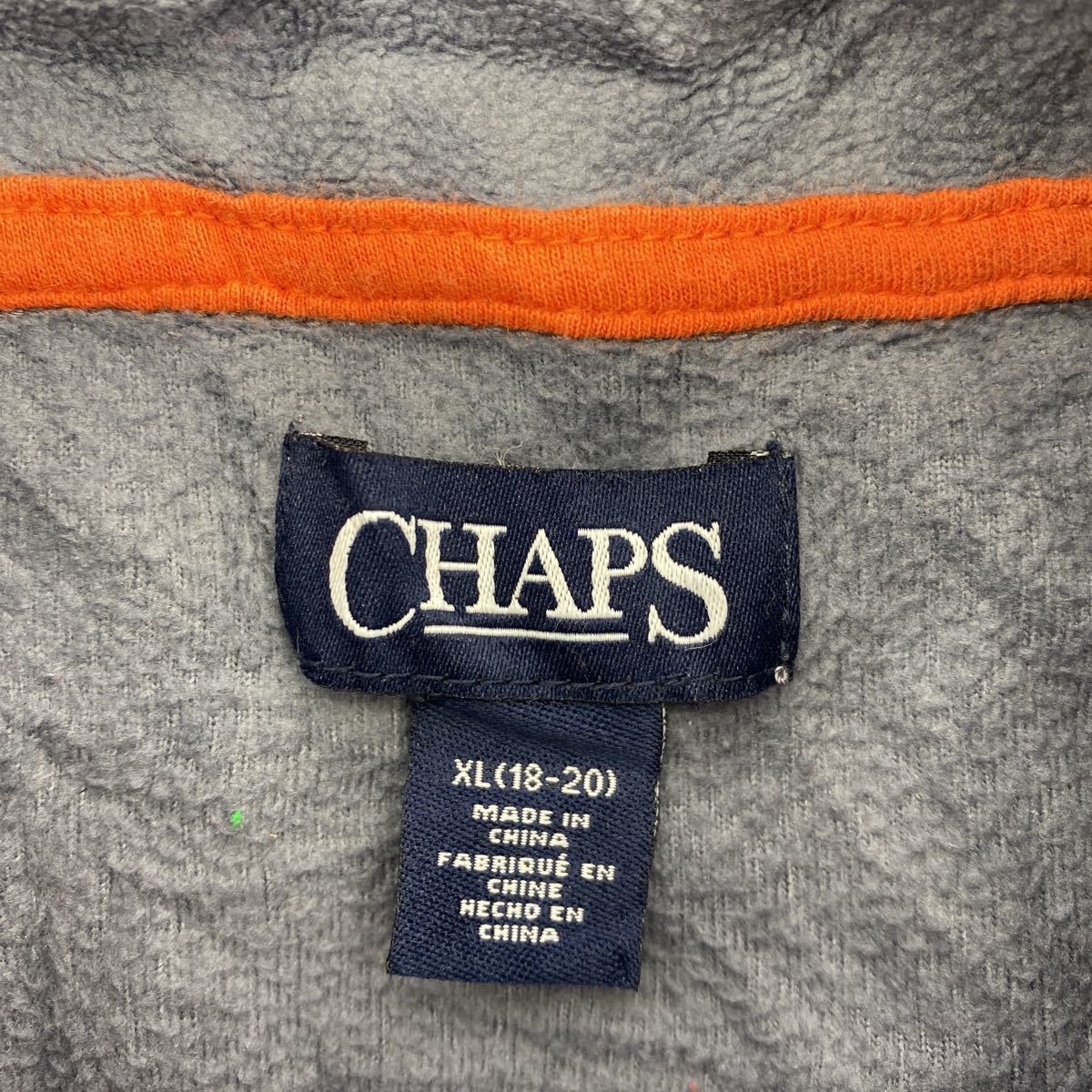 CHAPS ハーフジップフリース キッズ XL グレー オレンジ チャップス ワンポイントロゴ アウトドア 古着卸 アメリカ仕入 t2202-4582_画像9