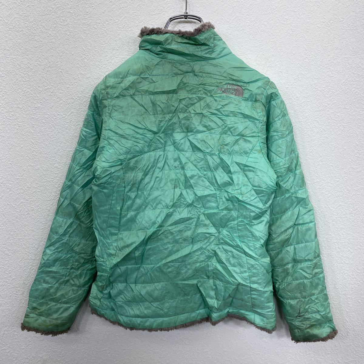 THE NORTH FACE down jacket Kids M green North Face reverse side f lease outdoor Logo old clothes . America buying up t2202-4584