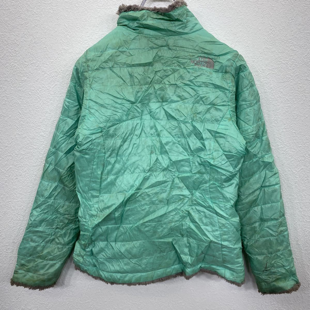 THE NORTH FACE down jacket Kids M green North Face reverse side f lease outdoor Logo old clothes . America buying up t2202-4584