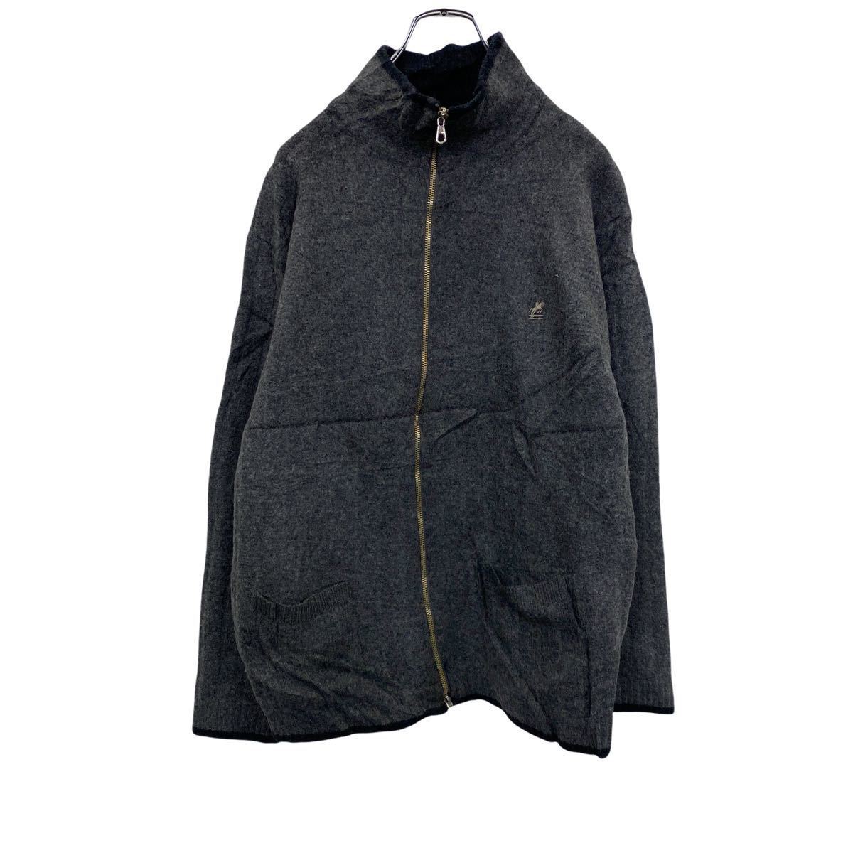 GENFINS フリースジャケット M～ グレー ワンポイントロゴ ジップアップ ニットセーター 古着卸 アメリカ仕入 t2202-4246_画像1