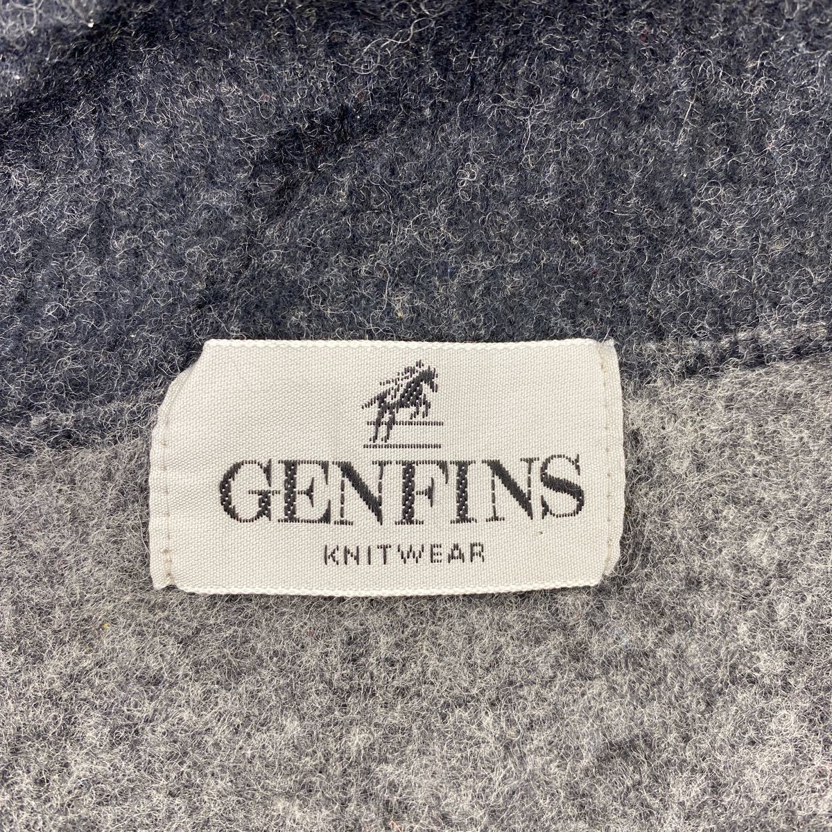 GENFINS フリースジャケット M～ グレー ワンポイントロゴ ジップアップ ニットセーター 古着卸 アメリカ仕入 t2202-4246_画像8