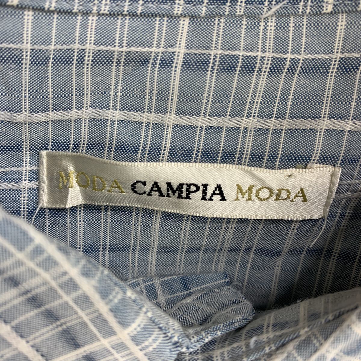 MODA CAMPIA MODA 半袖チェックシャツ Lサイズ ライトブルー ネイビー ホワイト 古着卸 アメリカ仕入 t2206-4189_画像8