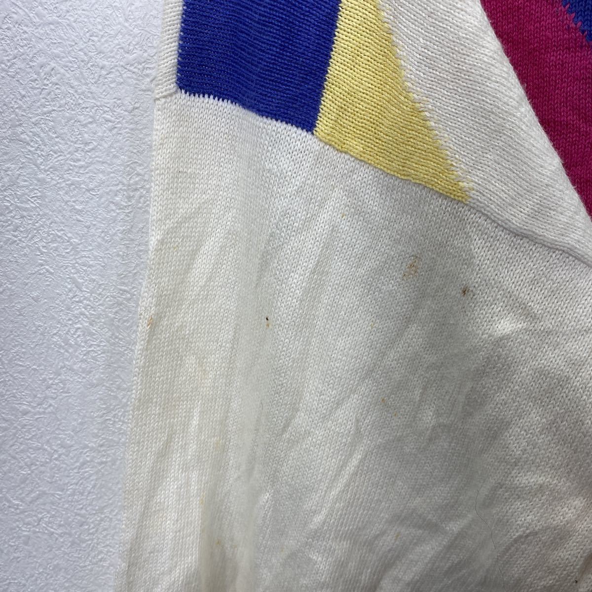 Pringle ニットセーター レディース XL～ ホワイト 青 ピンク プリングル カラフル オーバーサイズ 古着卸 アメリカ仕入 t2201-4726_画像7
