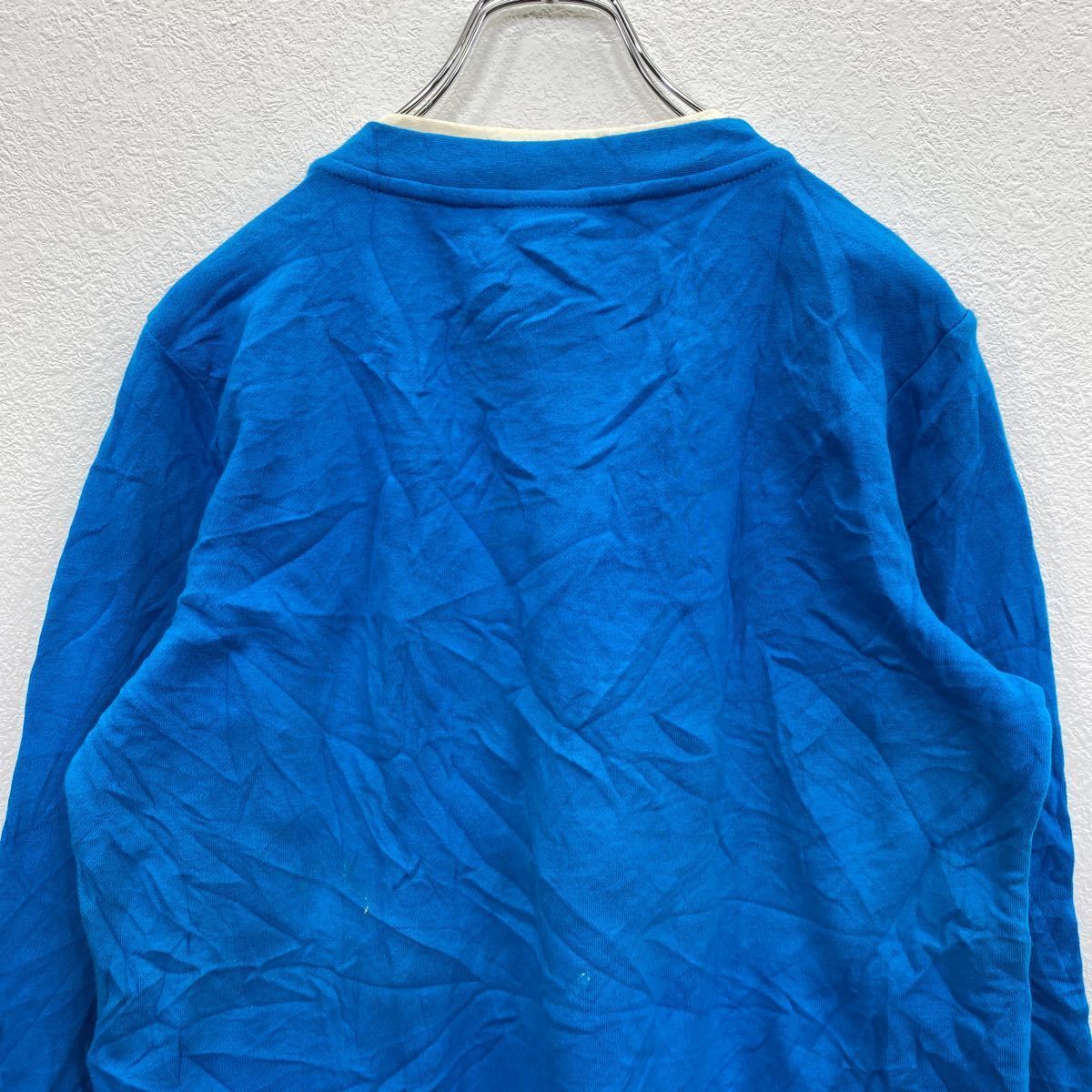LAURA SCOTT sweat lady's S blue roller Scott reverse side nappy sweatshirt embroidery snow. crystal old clothes . America buying up t2201-4617