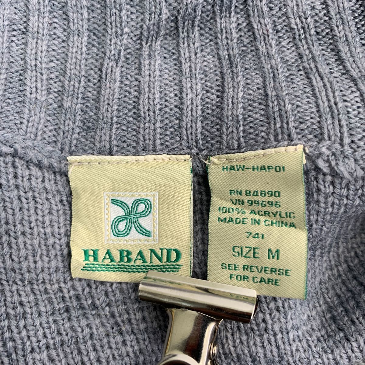 HABAND ジップアップ ニットジャケット Mサイズ 柄 グレー 古着卸 アメリカ仕入 t2201-4390_画像8
