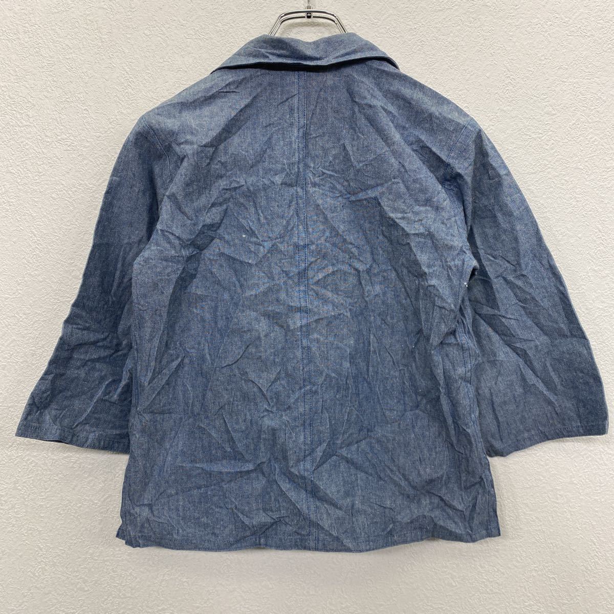 デニムシャツ レディース XS～ ブルー 七分袖 無地 シンプル 古着卸 アメリカ仕入 t2201-3531_画像9