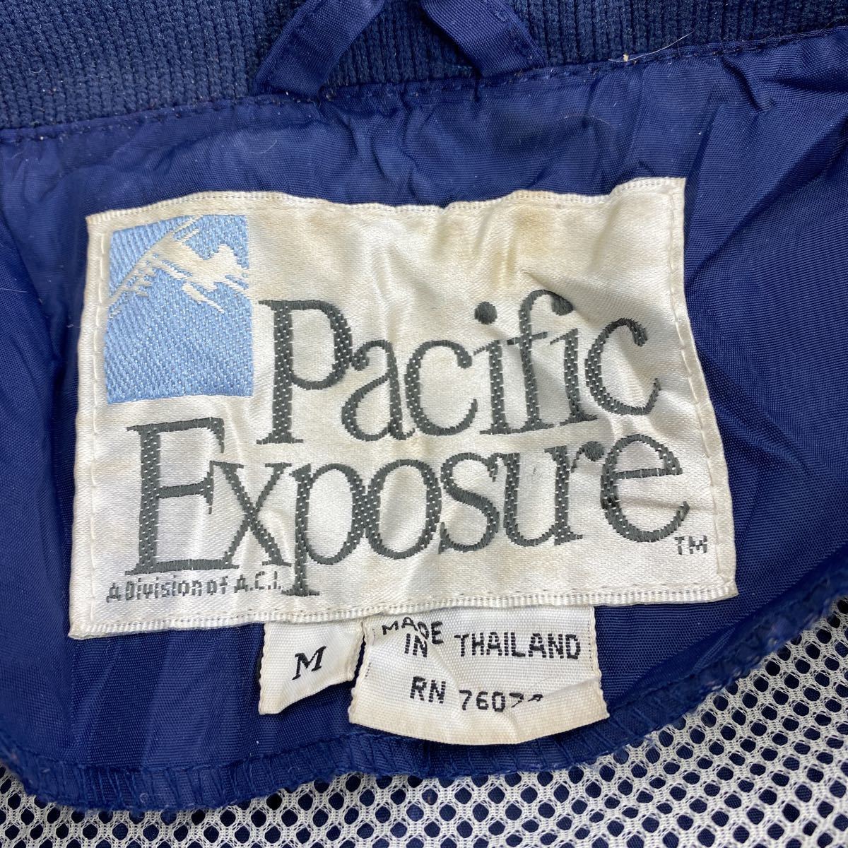 Pacific Exposure ナイロンジャケット M ネイビー ジップアップ フーディー ウィンドブレーカー 古着卸 アメリカ仕入 t2201-3690_画像8